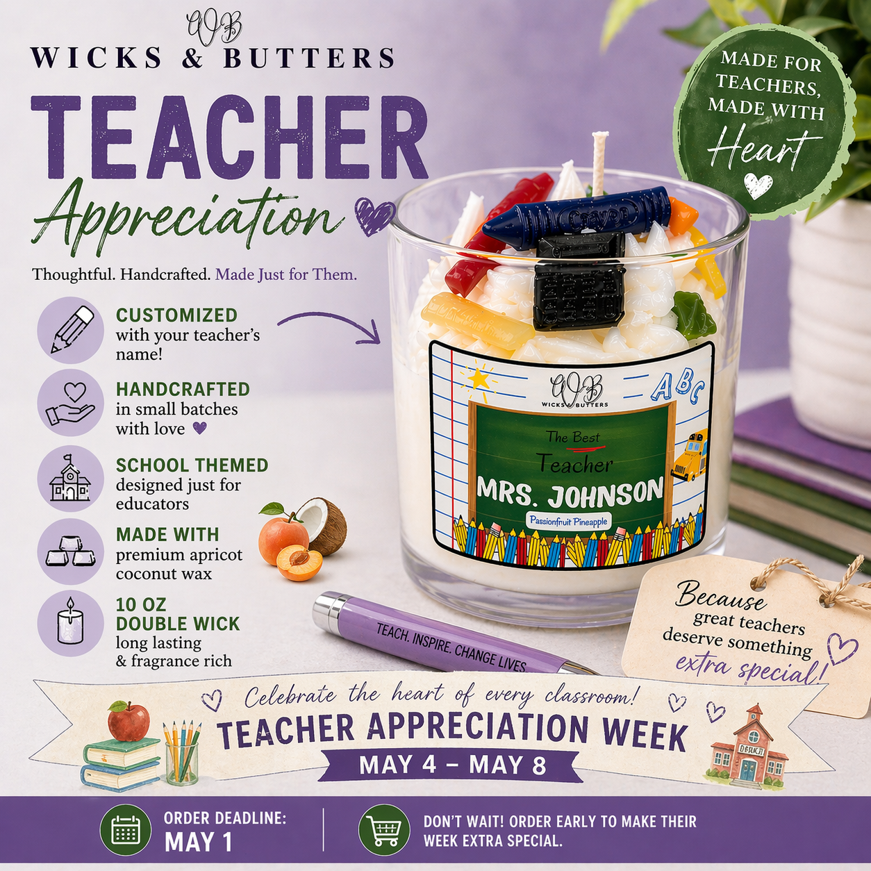 Teacher Appreciation Candle